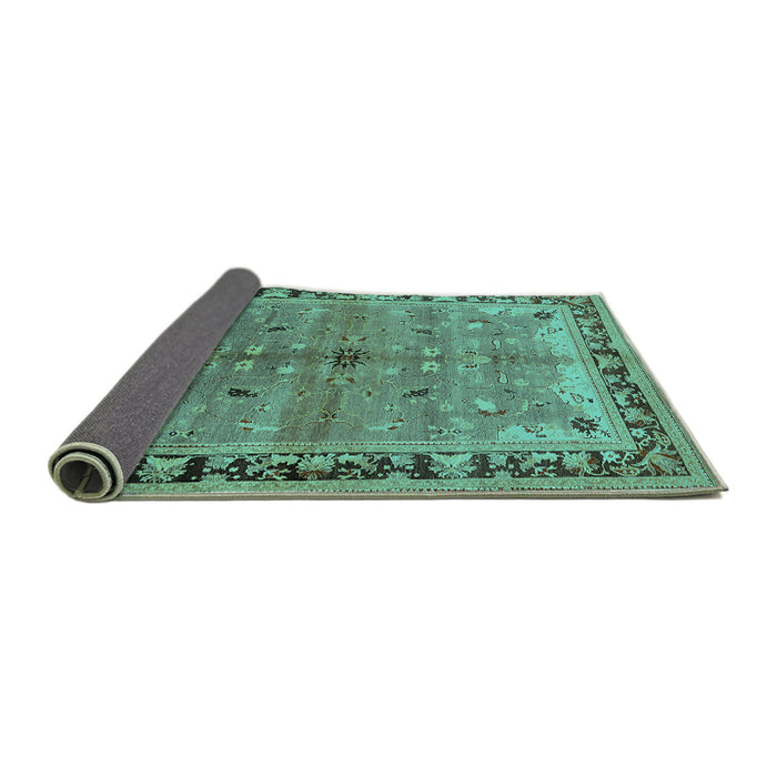 Sideview of Oriental Turquoise Traditional Rug, urb527turq