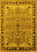 Machine Washable Oriental Yellow Traditional Rug, wshurb527yw
