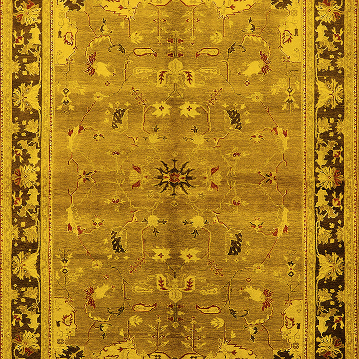 Machine Washable Oriental Yellow Traditional Rug, wshurb527yw
