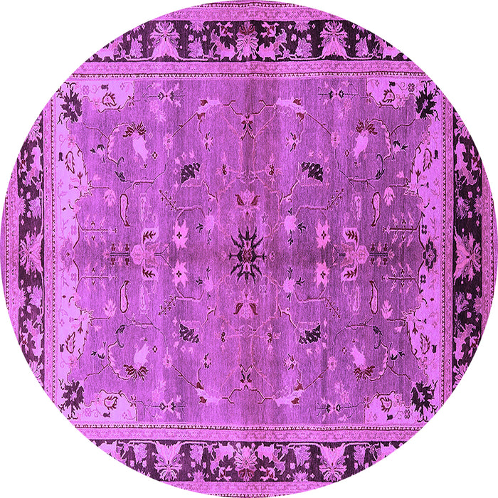 Round Machine Washable Oriental Purple Traditional Area Rugs, wshurb527pur