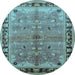 Round Oriental Light Blue Traditional Rug, urb527lblu