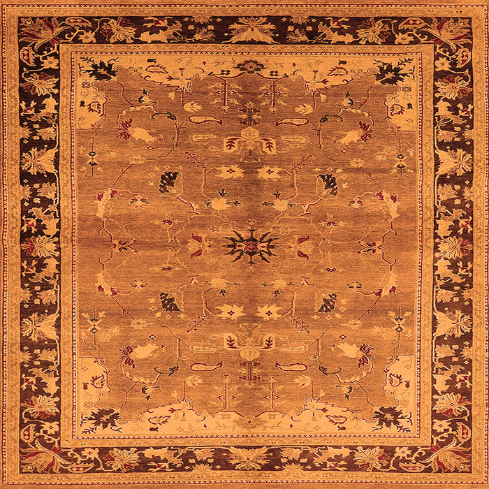 Square Machine Washable Oriental Orange Traditional Area Rugs, wshurb527org