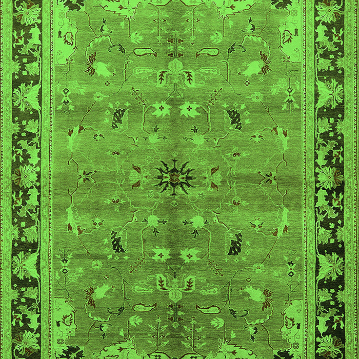 Machine Washable Oriental Green Traditional Area Rugs, wshurb527grn