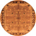 Round Oriental Orange Traditional Rug, urb527org