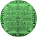 Round Oriental Emerald Green Traditional Rug, urb527emgrn