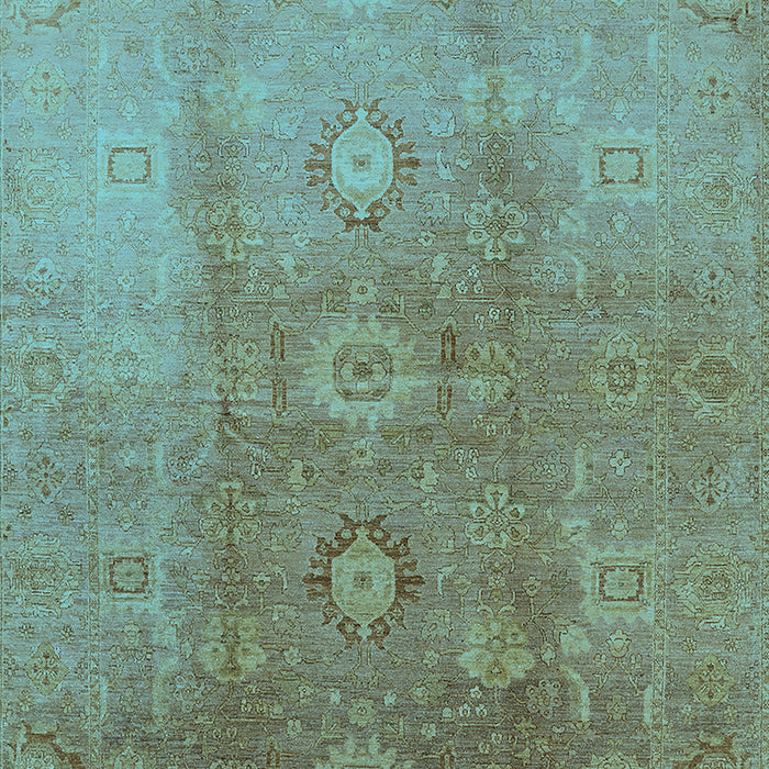 Machine Washable Oriental Light Blue Traditional Rug, wshurb528lblu