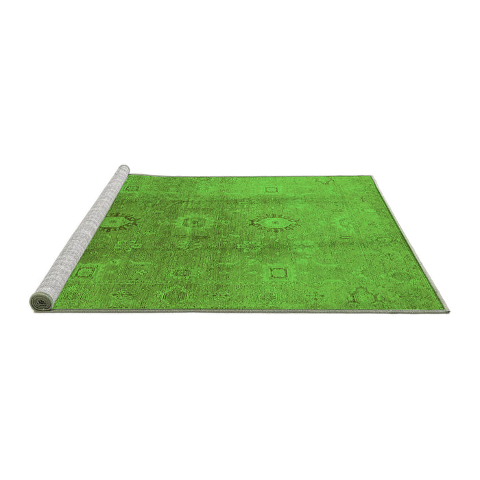 Sideview of Machine Washable Oriental Green Traditional Area Rugs, wshurb528grn