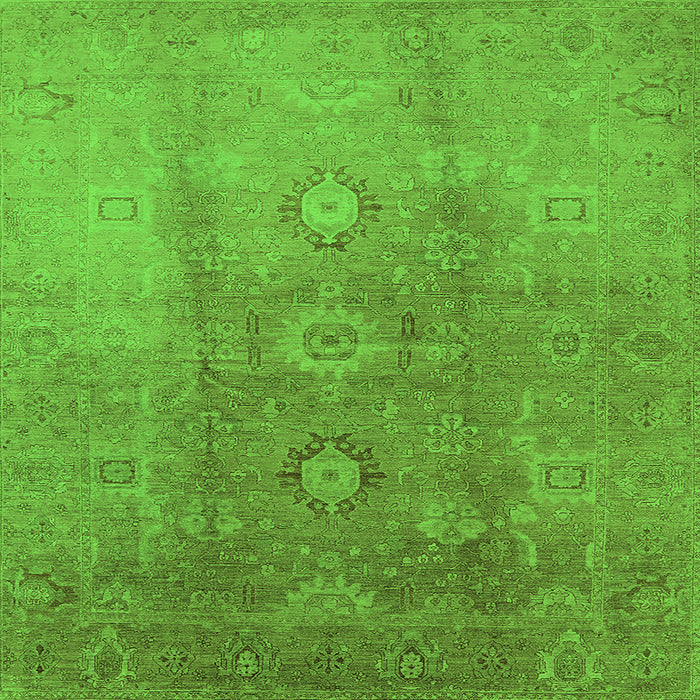 Square Machine Washable Oriental Green Traditional Area Rugs, wshurb528grn