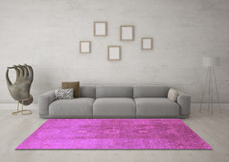 Machine Washable Oriental Purple Traditional Area Rugs in a Living Room, wshurb528pur