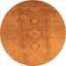 Round Machine Washable Oriental Orange Traditional Area Rugs, wshurb528org