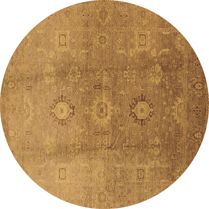 Round Machine Washable Oriental Brown Traditional Rug, wshurb528brn
