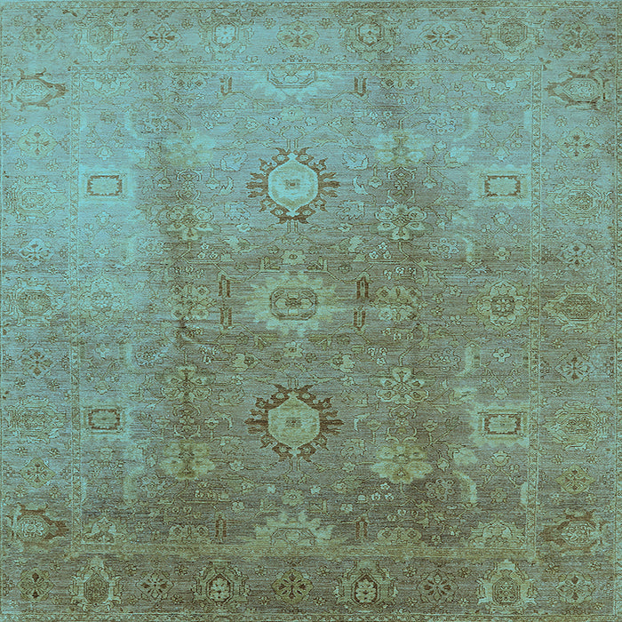 Square Machine Washable Oriental Light Blue Traditional Rug, wshurb528lblu