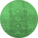 Round Oriental Emerald Green Traditional Rug, urb528emgrn