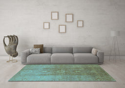 Machine Washable Oriental Light Blue Traditional Rug in a Living Room, wshurb528lblu