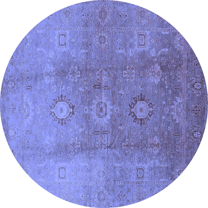 Round Oriental Blue Traditional Rug, urb528blu