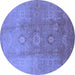 Round Oriental Blue Traditional Rug, urb528blu