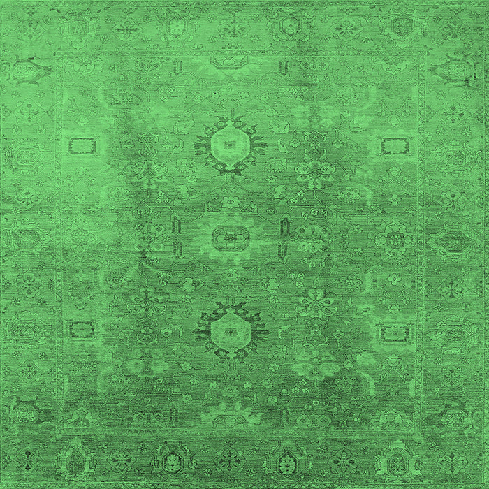 Square Machine Washable Oriental Emerald Green Traditional Area Rugs, wshurb528emgrn