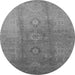 Round Oriental Gray Traditional Rug, urb528gry