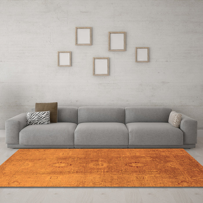 Machine Washable Oriental Orange Traditional Area Rugs in a Living Room, wshurb528org