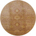 Round Mid-Century Modern Brown Sand Brown Oriental Rug, urb528