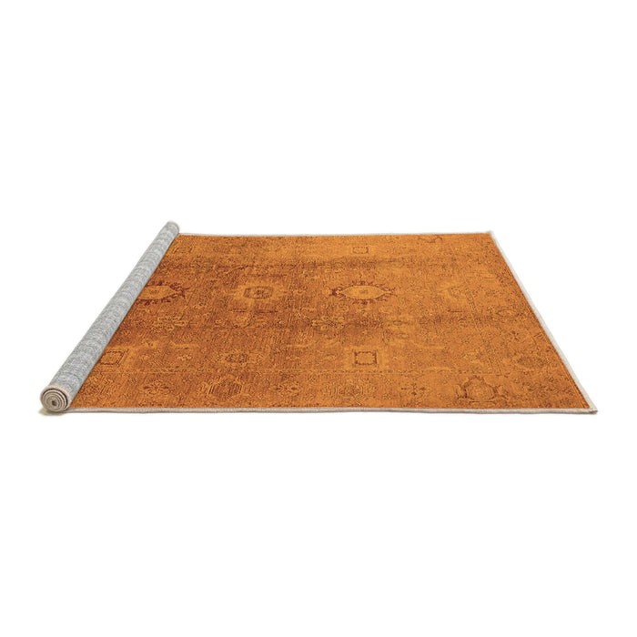 Sideview of Machine Washable Oriental Orange Traditional Area Rugs, wshurb528org