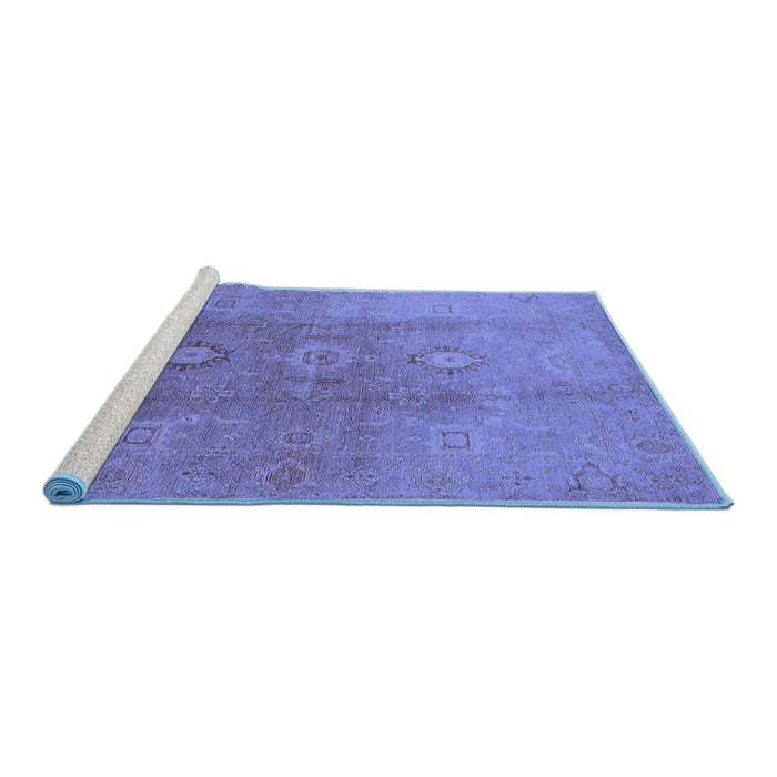 Sideview of Machine Washable Oriental Blue Traditional Rug, wshurb528blu