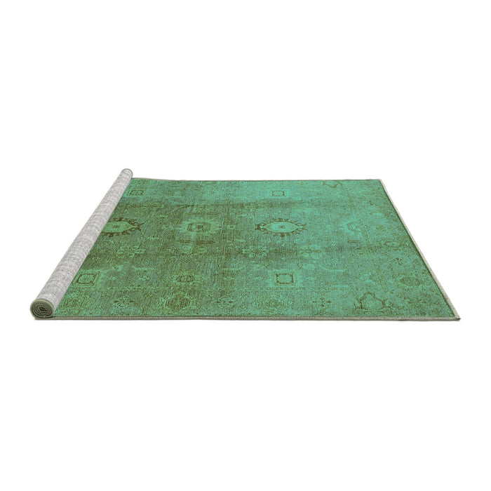 Sideview of Machine Washable Oriental Turquoise Traditional Area Rugs, wshurb528turq