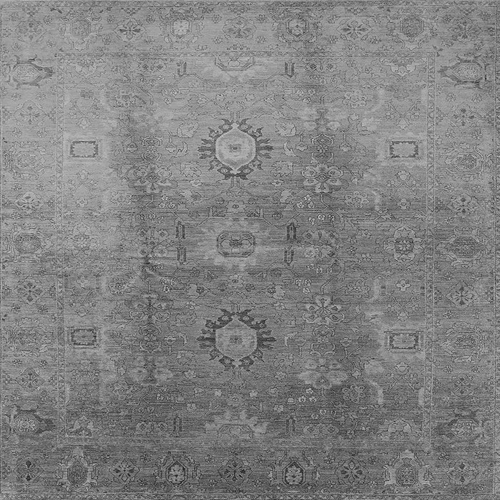 Square Machine Washable Oriental Gray Traditional Rug, wshurb528gry