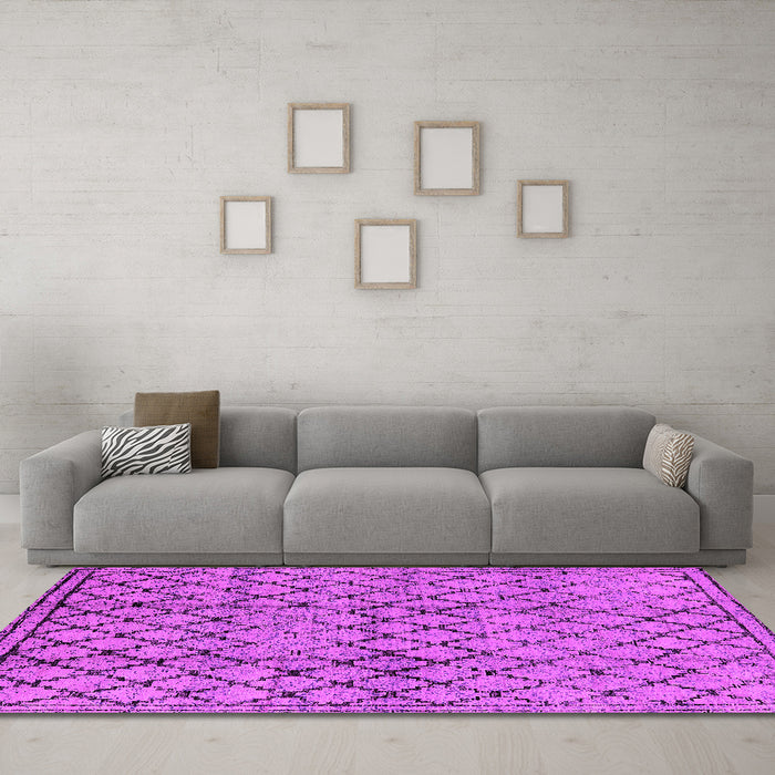 Machine Washable Solid Pink Modern Rug in a Living Room, wshurb529pnk