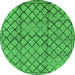 Round Machine Washable Solid Green Modern Area Rugs, wshurb529grn