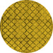 Round Machine Washable Solid Yellow Modern Rug, wshurb529yw