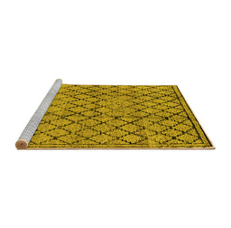 Sideview of Machine Washable Solid Yellow Modern Rug, wshurb529yw