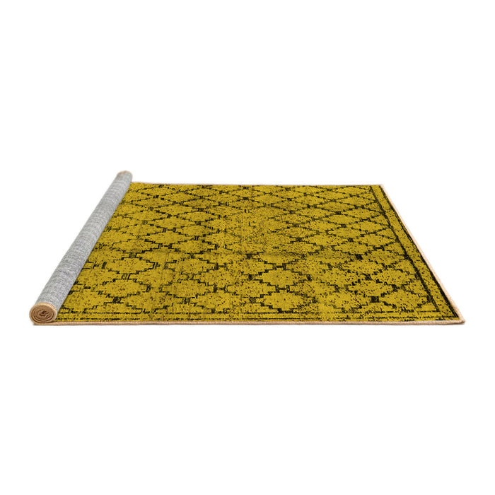 Sideview of Machine Washable Solid Yellow Modern Rug, wshurb529yw