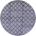 Round Mid-Century Modern Purple Solid Rug, urb529