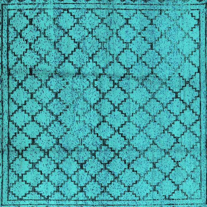Square Machine Washable Solid Turquoise Modern Area Rugs, wshurb529turq