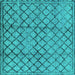 Square Machine Washable Solid Turquoise Modern Area Rugs, wshurb529turq