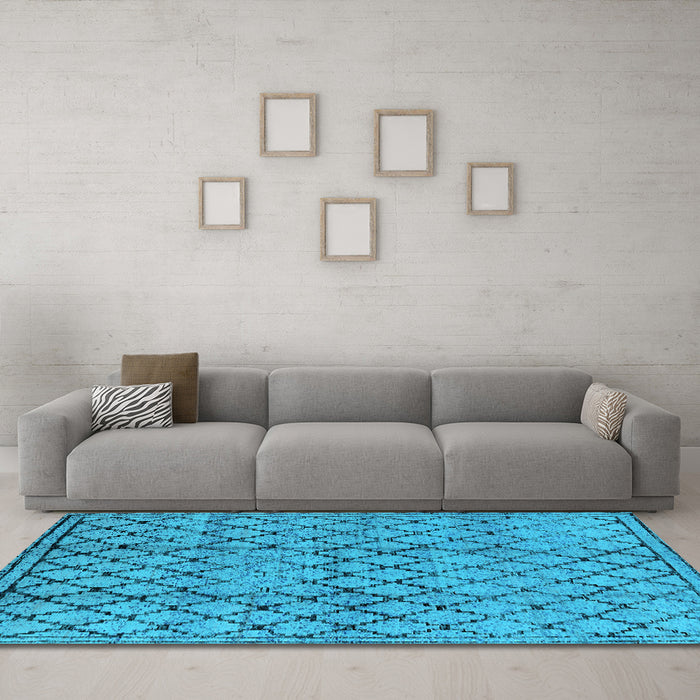 Machine Washable Solid Light Blue Modern Rug in a Living Room, wshurb529lblu