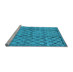 Sideview of Machine Washable Solid Light Blue Modern Rug, wshurb529lblu
