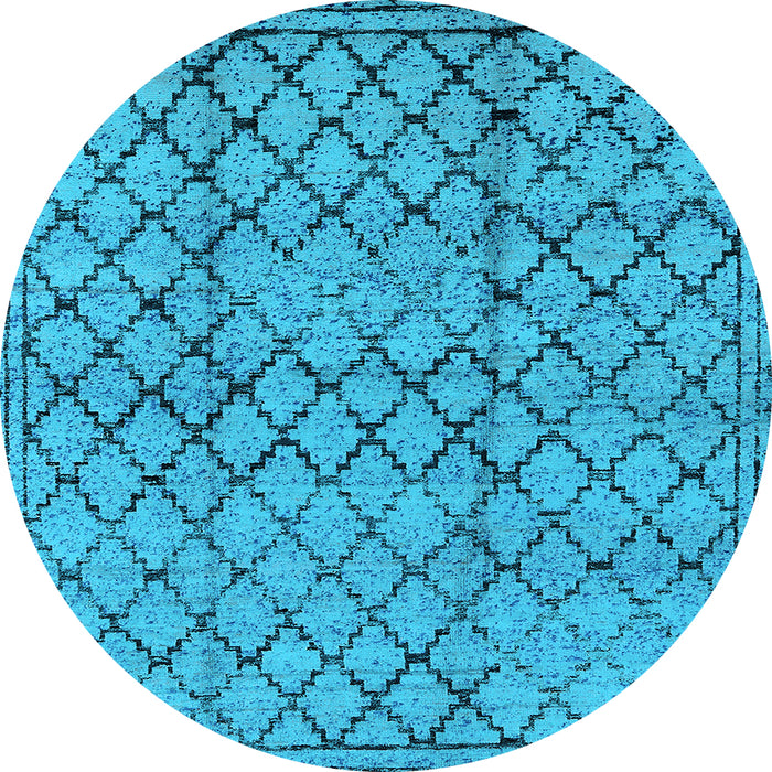 Round Machine Washable Solid Light Blue Modern Rug, wshurb529lblu