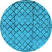 Round Machine Washable Solid Light Blue Modern Rug, wshurb529lblu