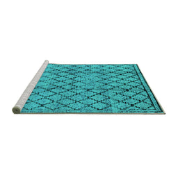 Sideview of Machine Washable Solid Turquoise Modern Area Rugs, wshurb529turq