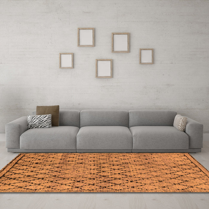 Machine Washable Solid Orange Modern Area Rugs in a Living Room, wshurb529org
