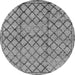 Round Machine Washable Solid Gray Modern Rug, wshurb529gry