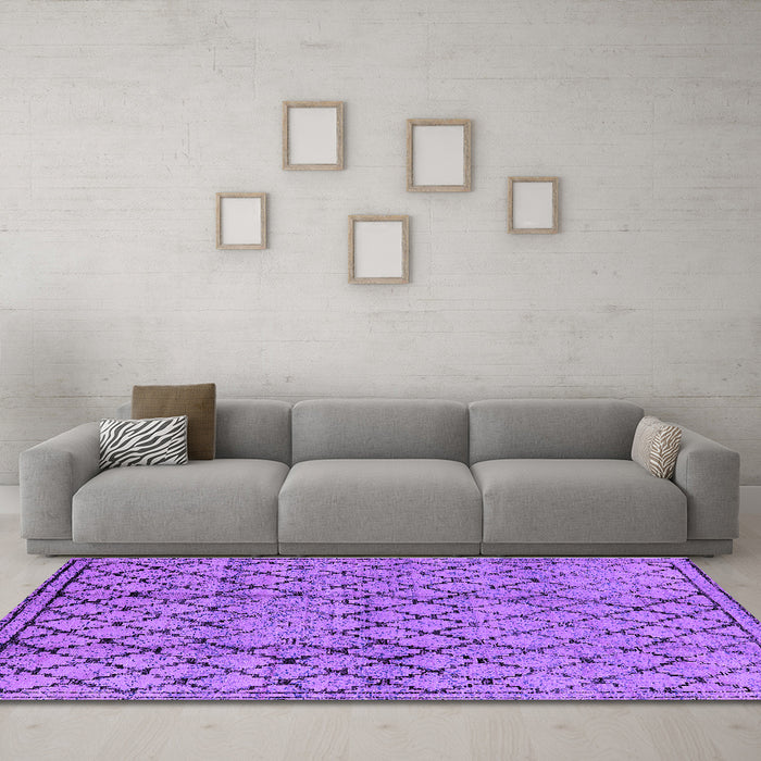 Machine Washable Solid Purple Modern Area Rugs in a Living Room, wshurb529pur
