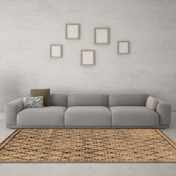 Machine Washable Solid Brown Modern Rug in a Living Room,, wshurb529brn