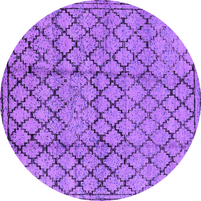 Round Machine Washable Solid Purple Modern Area Rugs, wshurb529pur