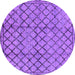 Round Machine Washable Solid Purple Modern Area Rugs, wshurb529pur