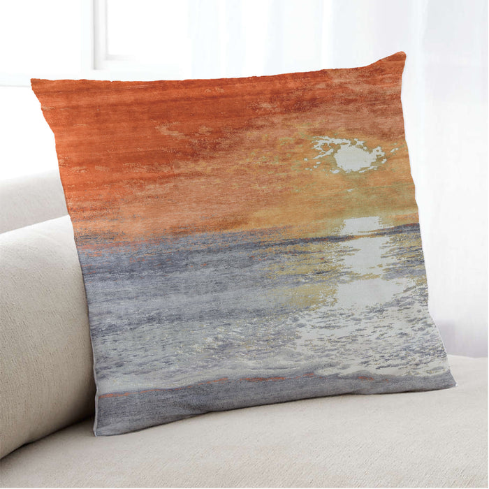 Lifestyle Image of Mid-Century Modern Urban Square Silver Pink Throw Pillow, 18 inch by 18 inch, pwurb52