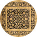 Round Oriental Brown Traditional Rug, urb530brn
