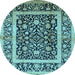 Round Oriental Light Blue Traditional Rug, urb530lblu